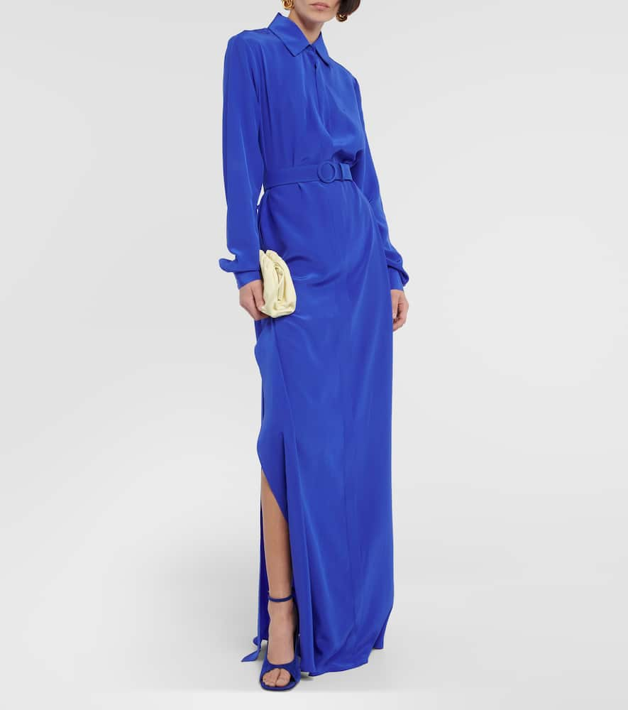 Shop Costarellos Silk Maxi Dress In Royal Blue