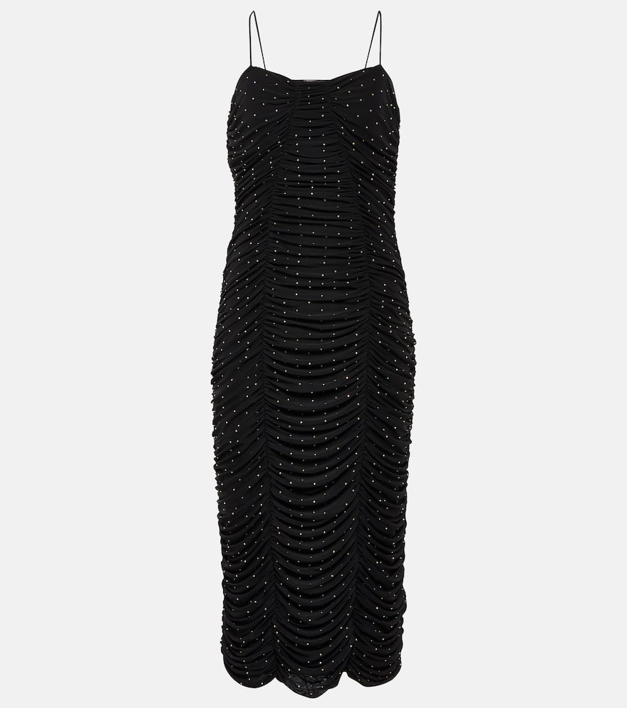 Rotate Crystal-embellished mesh midi dress