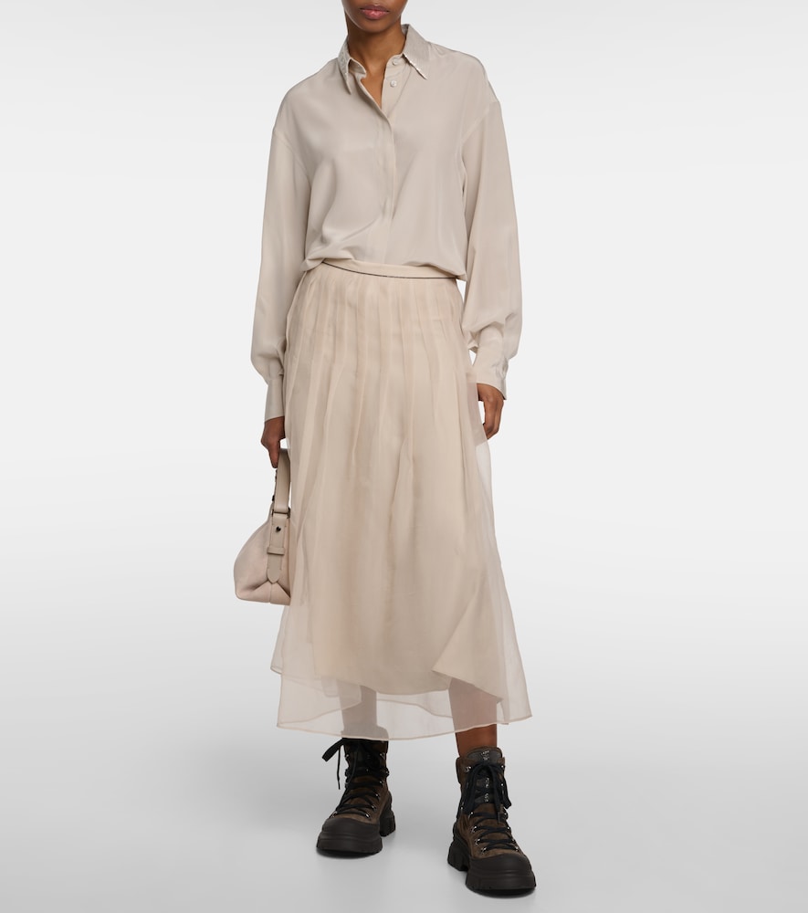  Brunello Cucinelli Brunello Cucinelli Embellished Silk Shirt 