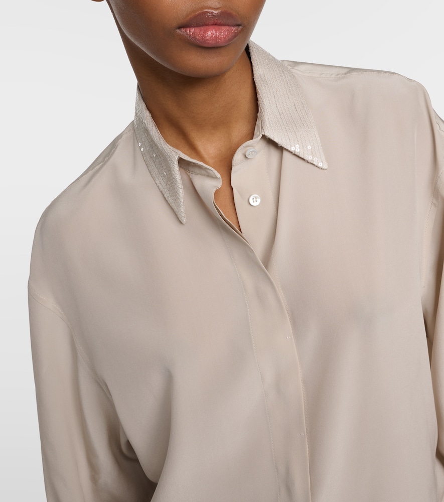  Brunello Cucinelli Brunello Cucinelli Embellished Silk Shirt 