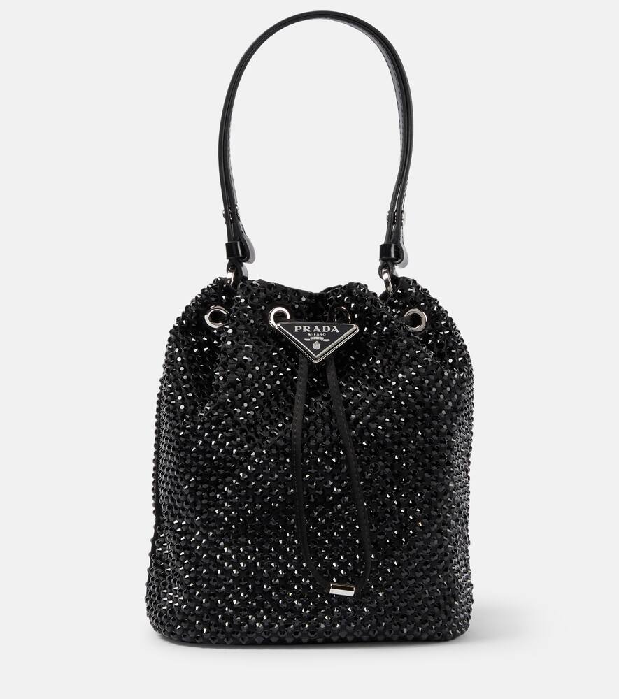 Prada Mini crystal-embellished bucket bag