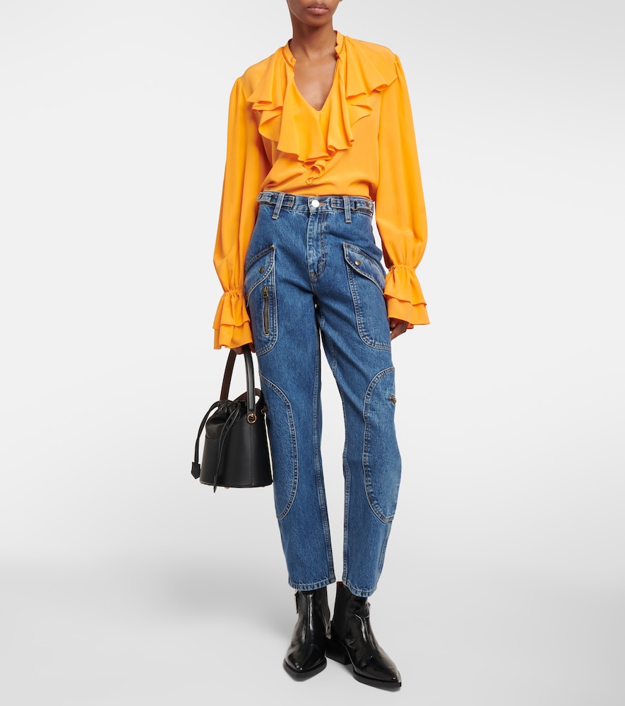 Re/Done Racer High-Rise Tapered Cargo Jeans