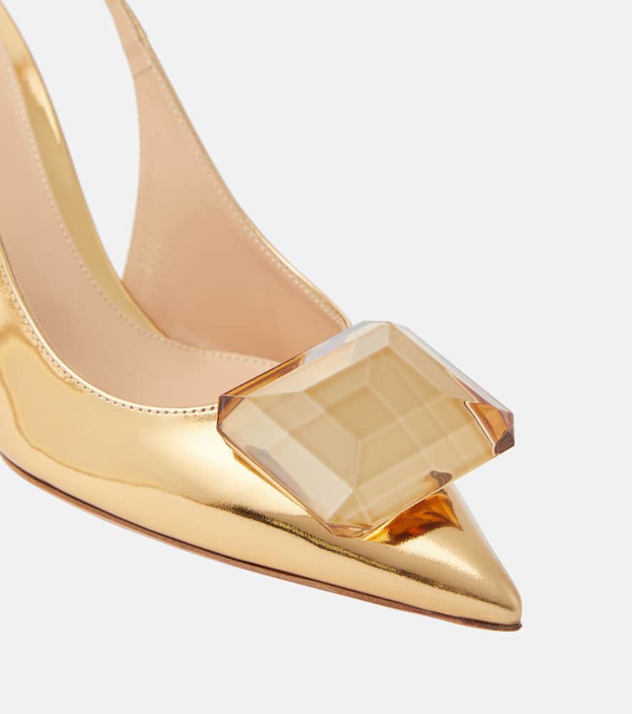 Gianvito Rossi Jaipur Metallic Leather Slingback Pumps In Gold