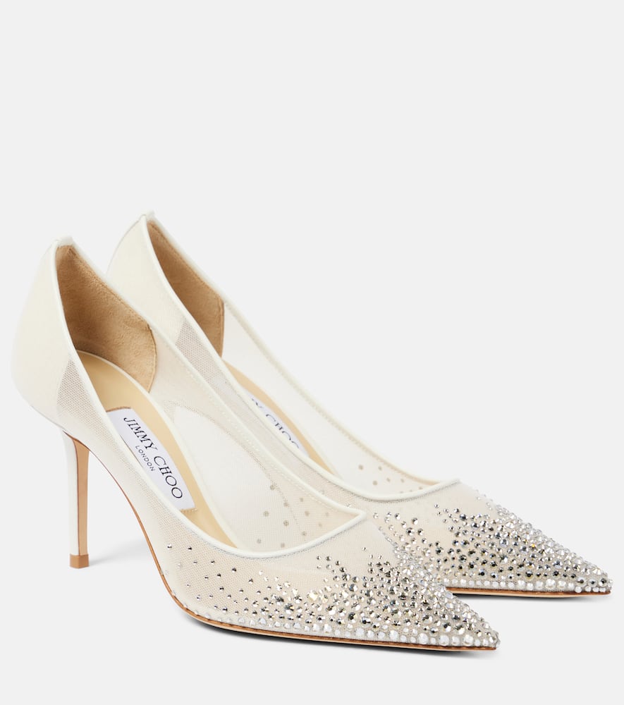 Love 85 crystal-embellished mesh pumps