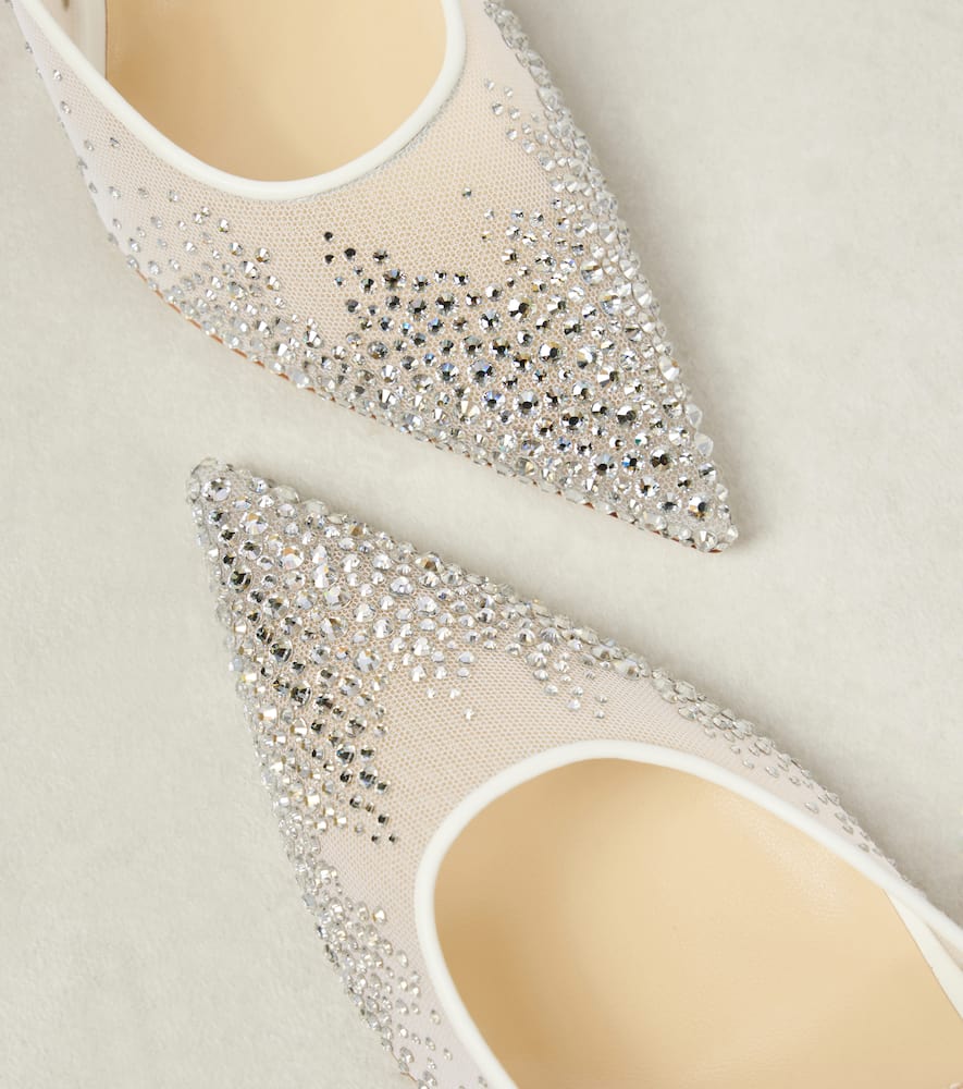 Jimmy Choo 85mm Love Embellished Tulle Pumps In White