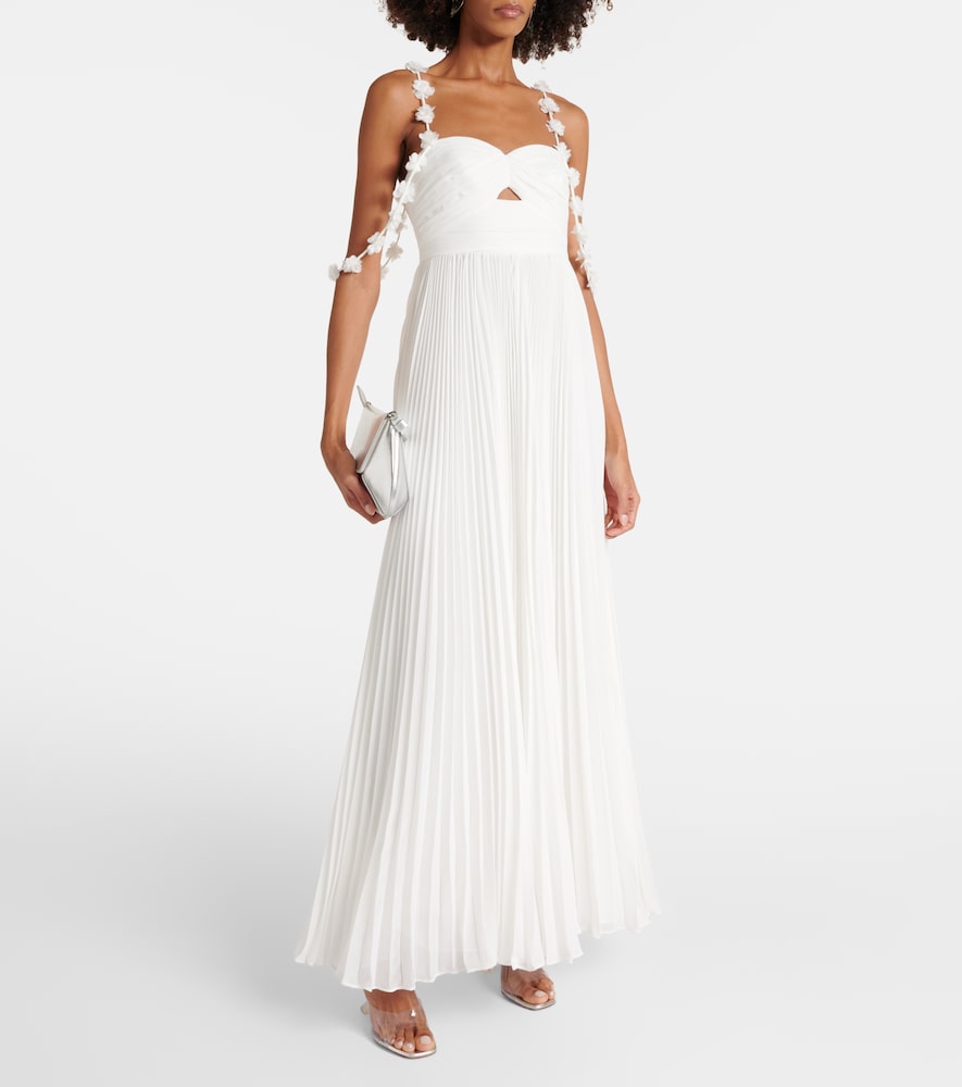self portrait pleated chiffon maxi dress Self Portrait Diamante Chiffon Pleated Maxi Dress