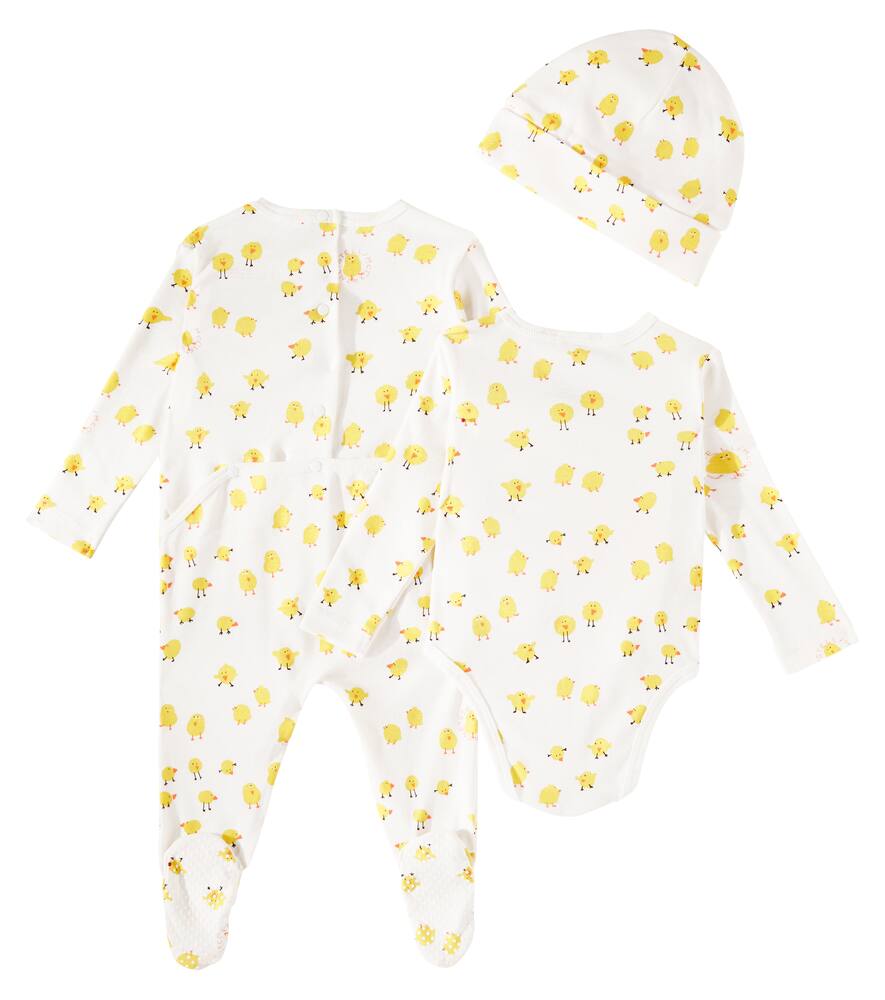 Stella Mccartney Baby Cotton Bodysuit, Blanket, And Hat Set In Multicoloured