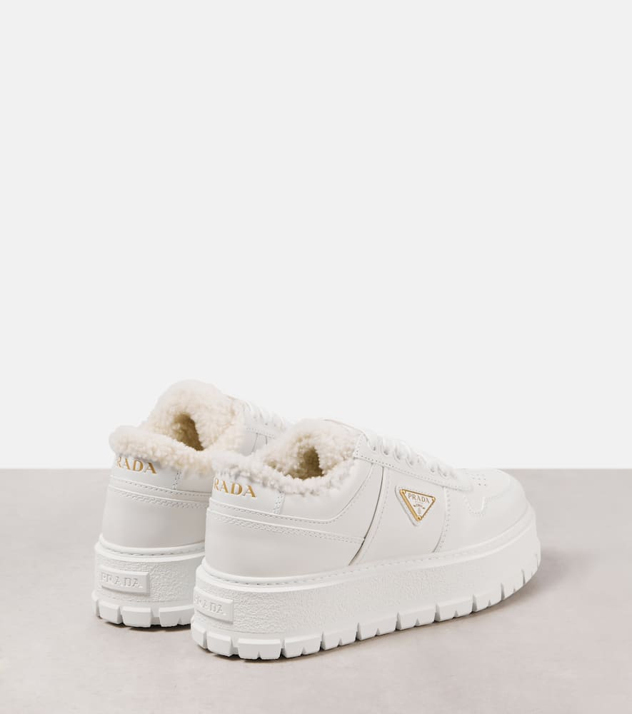 Prada Logo Sport Genuine Shearling Lined Sneaker In White