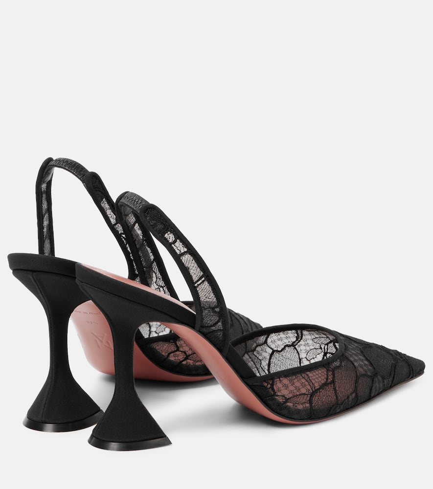 Amina Muaddi Holli Lace Slingback Pumps In Black