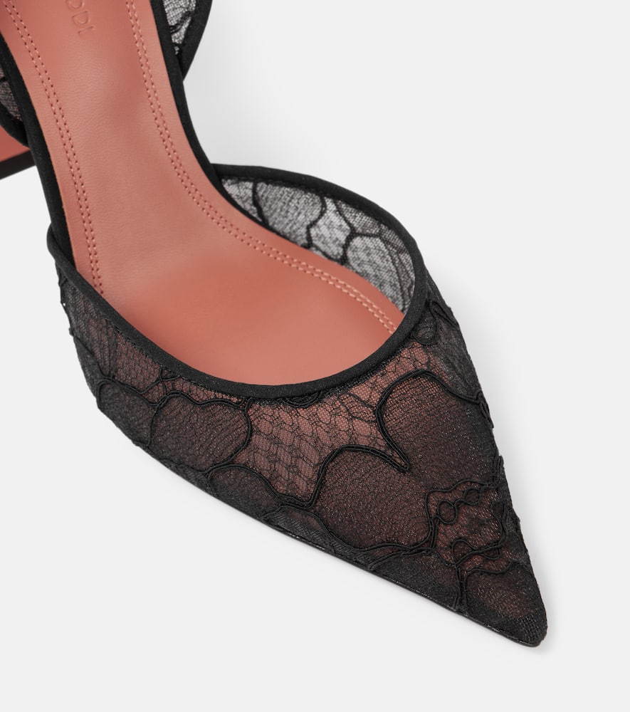 Amina Muaddi Holli Lace Slingback Pumps In Black