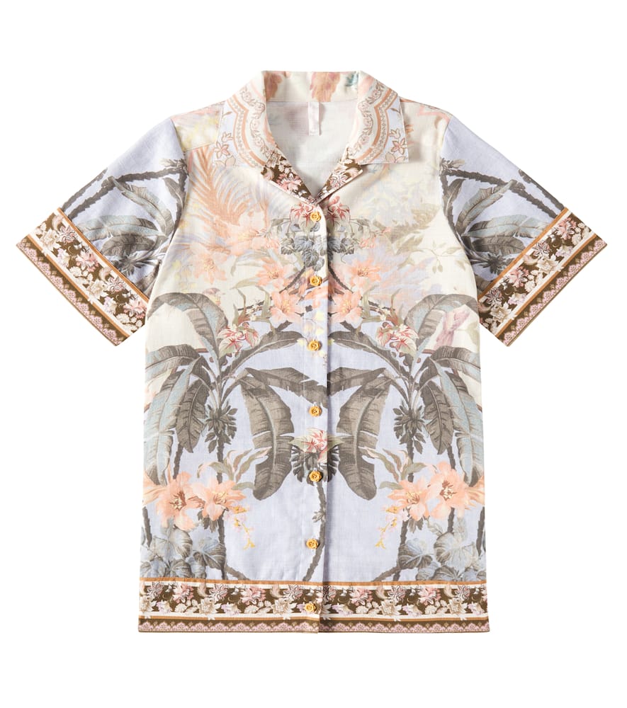 Zimmermann Kids Wylie Floral Shirt Dress In Blue Floral