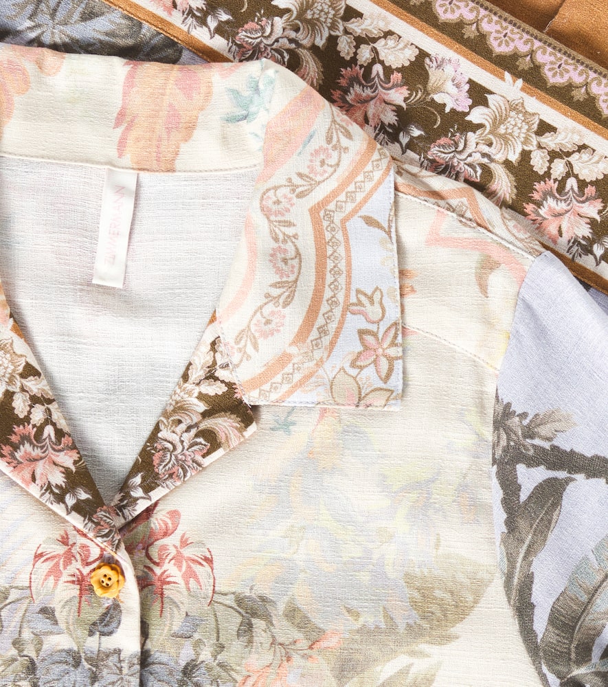 Zimmermann Kids Wylie Floral Shirt Dress In Blue Floral