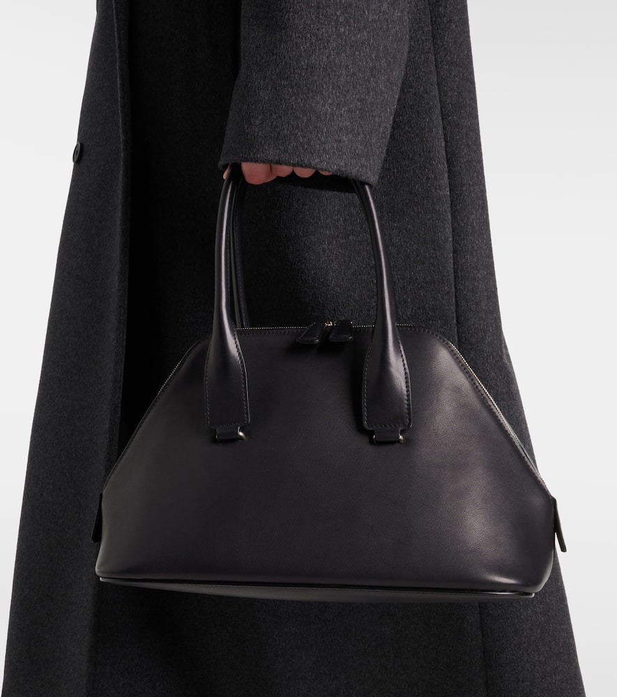The Row Devon Medium Leather Tote Bag In Black