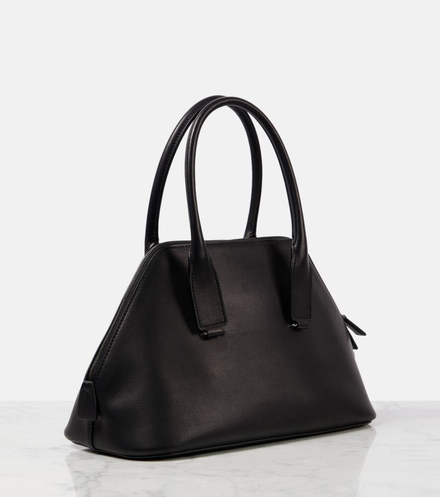 The Row Devon Medium Leather Tote Bag In Black