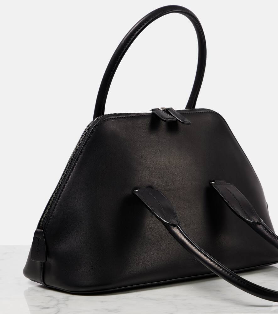 The Row Devon Medium Leather Tote Bag In Black