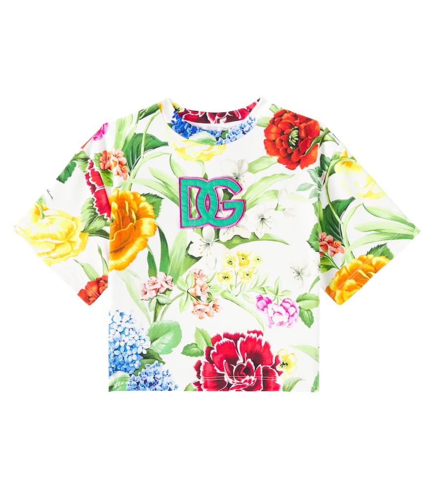 Dolce & Gabbana Kids DG floral cotton-blend T-shirt