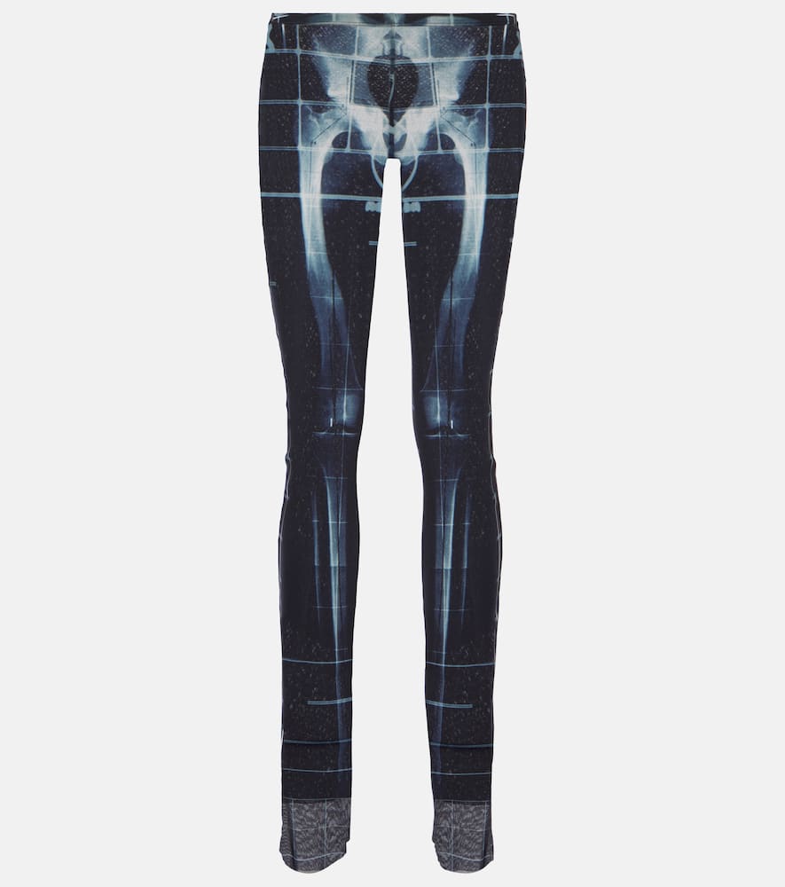 Jean Paul Gaultier Sheer Tulle Trousers X-ray Print In Blue