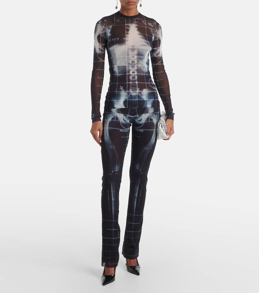 Jean Paul Gaultier Sheer Tulle Trousers X-ray Print In Blue
