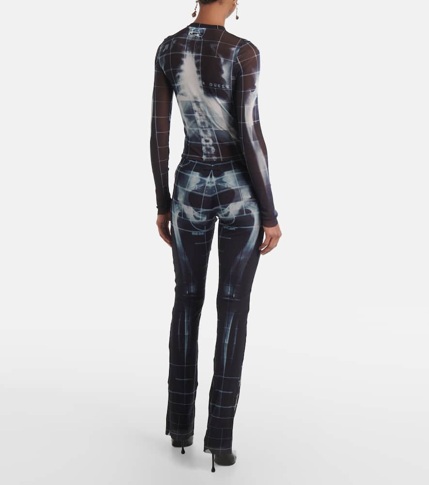 Jean Paul Gaultier Sheer Tulle Trousers X-ray Print In Blue