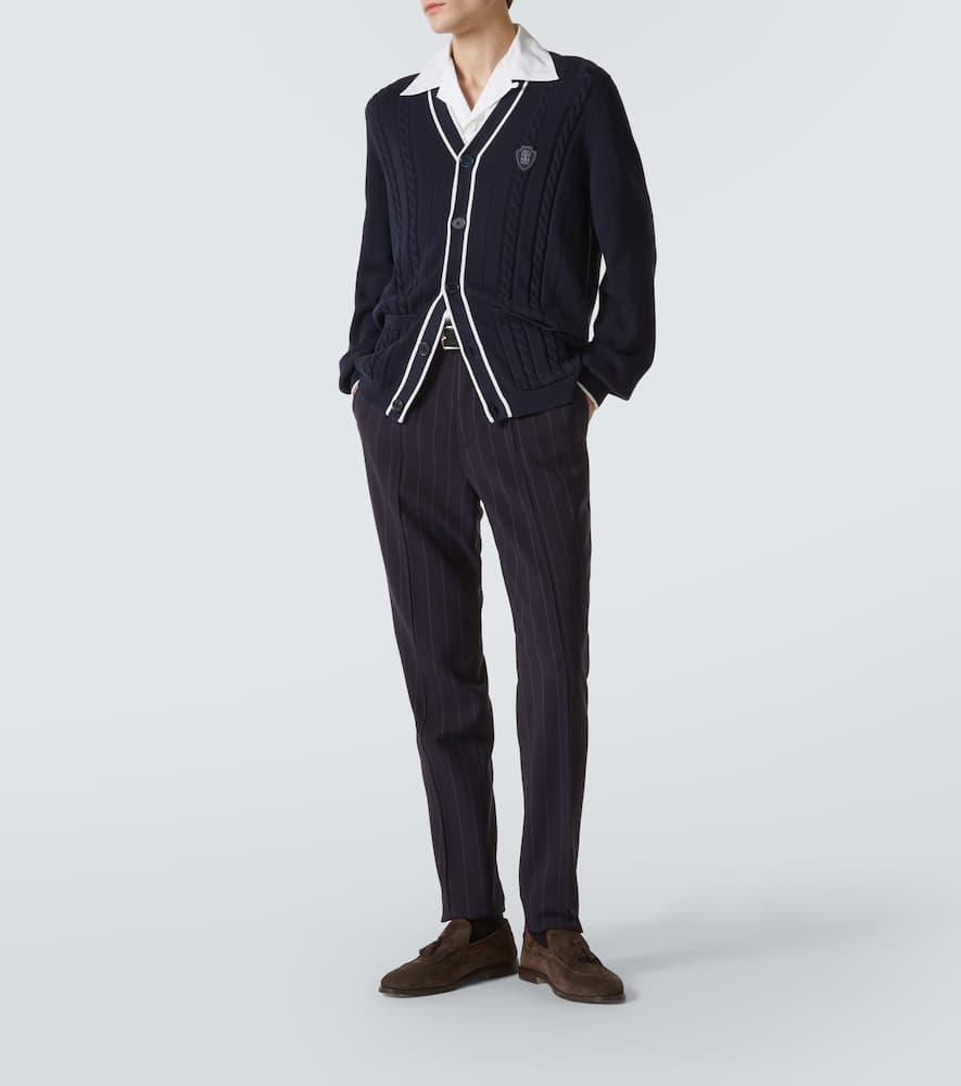 Brunello Cucinelli Chalkstripe Wool Straight Pants In Blue