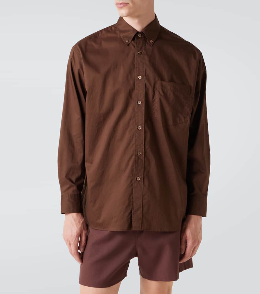 Auralee Oversized Cotton Shirt In Brown