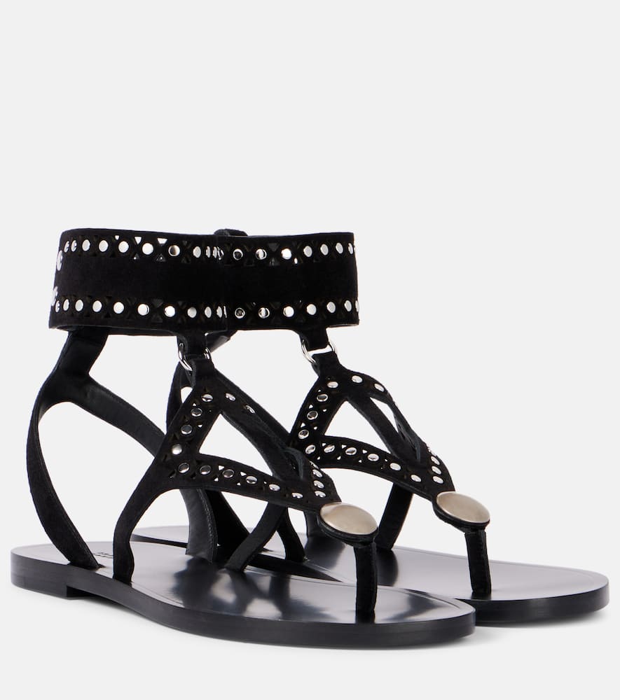 Isabel Marant Women's Edil Suede Leather Sandals In Black/silver