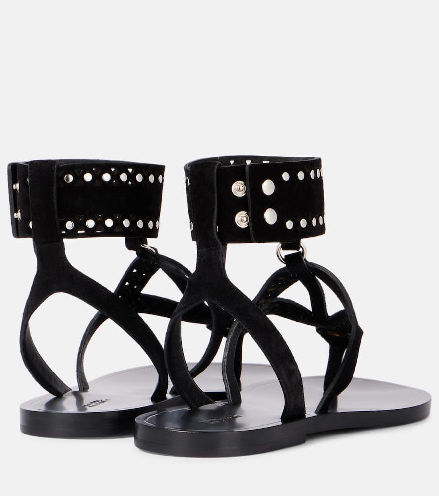 Isabel Marant Women's Edil Suede Leather Sandals In Black/silver