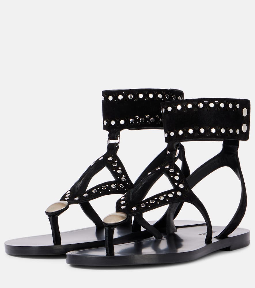 Isabel Marant Women's Edil Suede Leather Sandals In Black/silver
