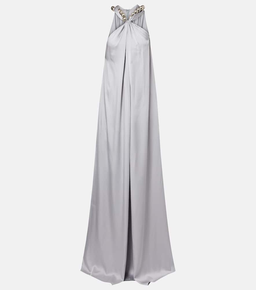 Embellished satin gown