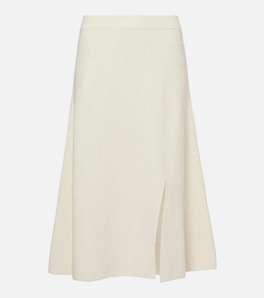 Ribbed-knit wool and cashmere midi skirt