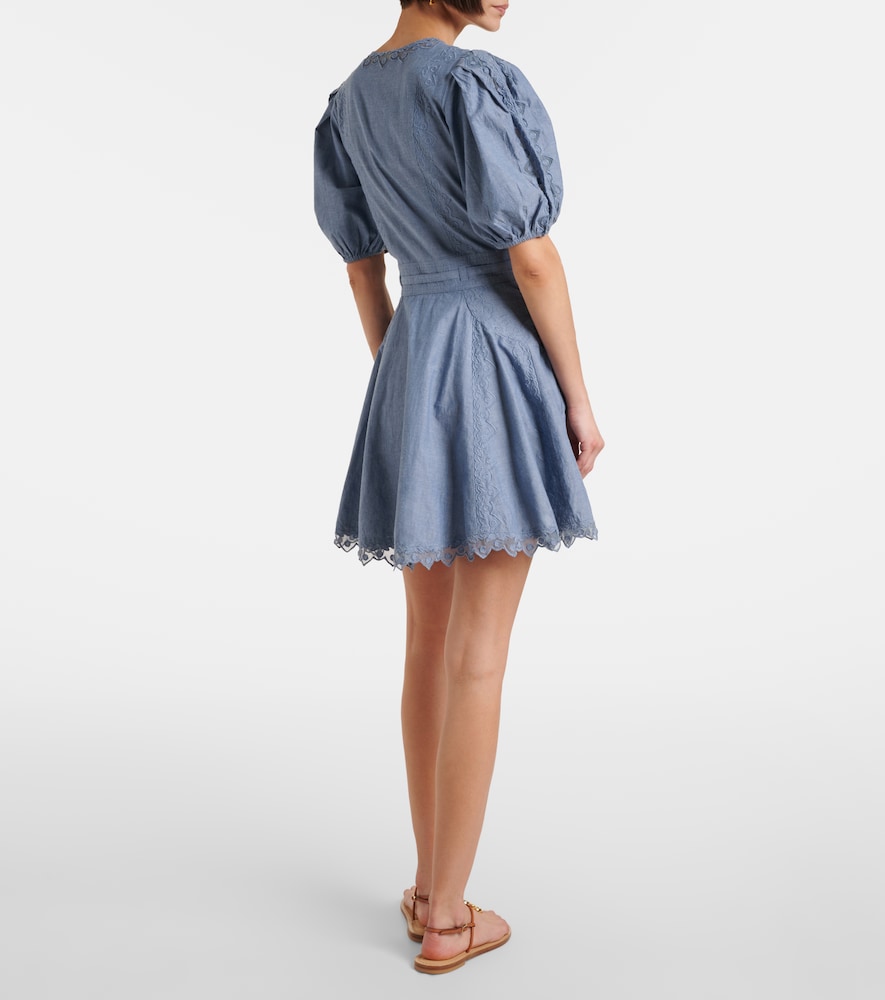 Camila Lace-Trimmed Cotton Minidress
