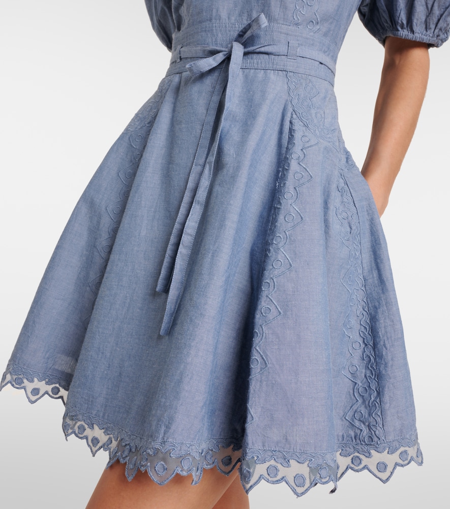 Camila Lace-Trimmed Cotton Minidress
