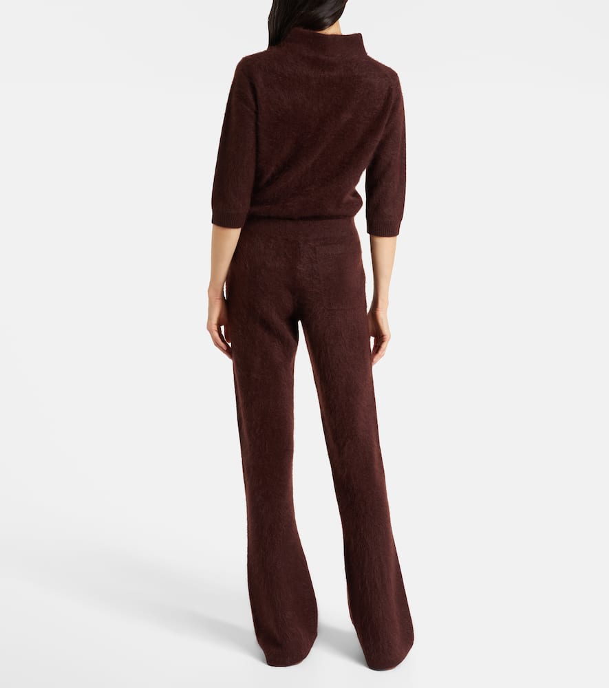 Dorothee Schumacher Fluffy Statement Wool And Cashmere-blend Flared Pants In Brown