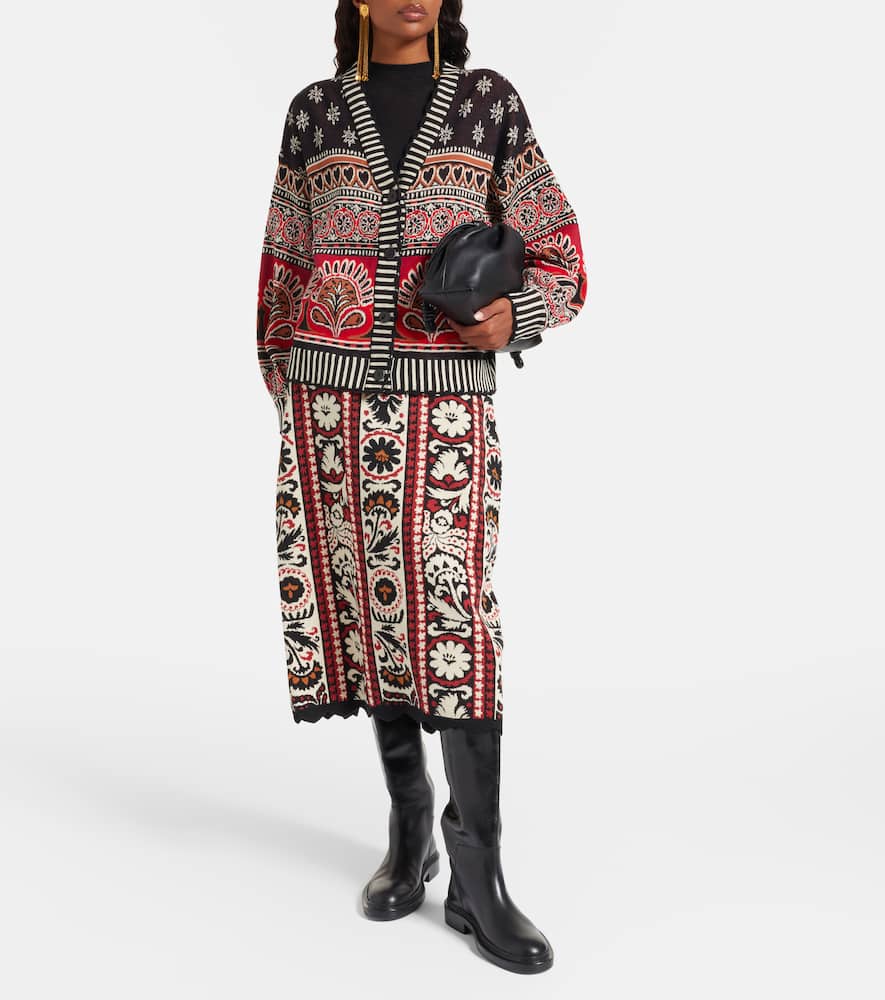 Farm Rio Coconut Grove Cotton Jacquard Cardigan In Multi