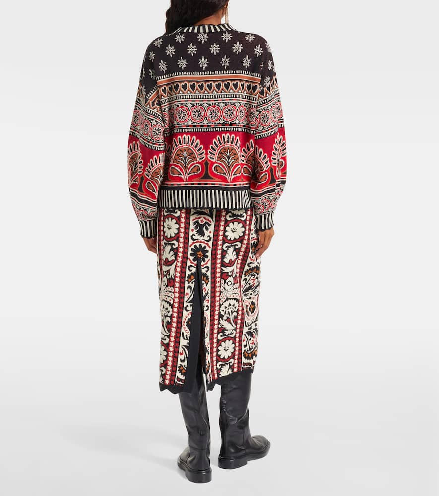 Farm Rio Coconut Grove Cotton Jacquard Cardigan In Multi