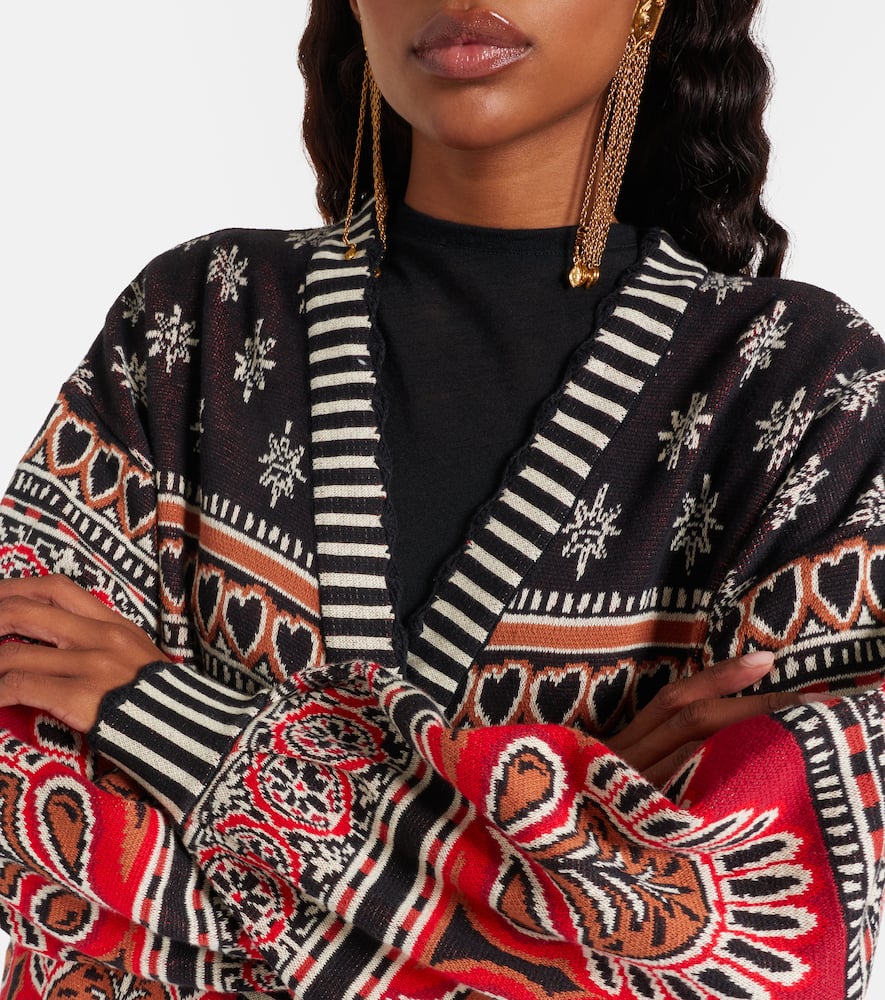 Farm Rio Coconut Grove Cotton Jacquard Cardigan In Multi