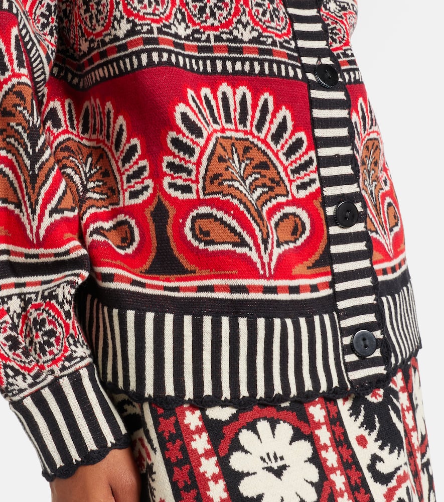 Farm Rio Coconut Grove Cotton Jacquard Cardigan In Multi