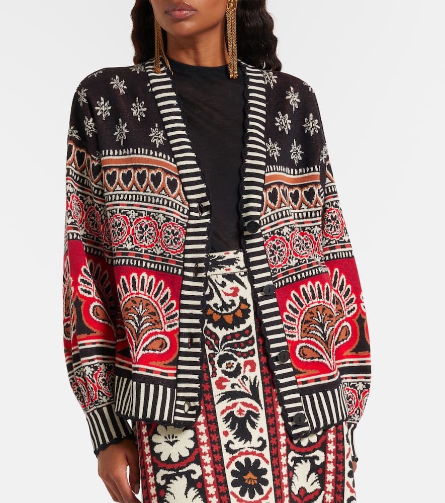 Farm Rio Coconut Grove Cotton Jacquard Cardigan In Multi