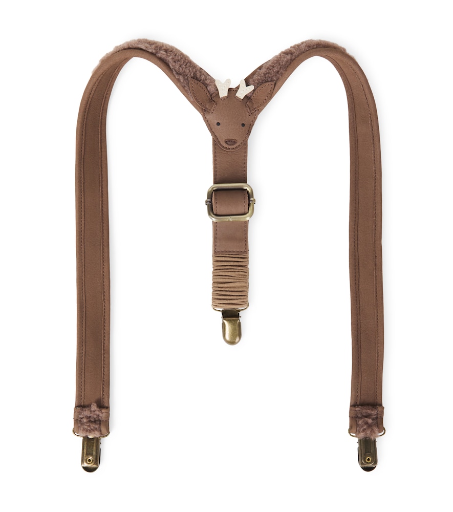 Donsje Tjebbe leather-trimmed teddy suspenders