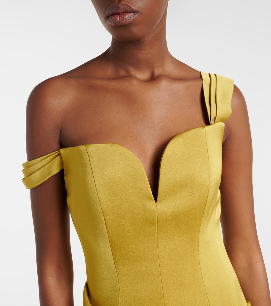 Alex Perry Draped One-shoulder Satin Crêpe Gown In Yellow