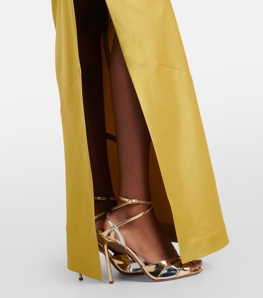 Alex Perry Draped One-shoulder Satin Crêpe Gown In Yellow