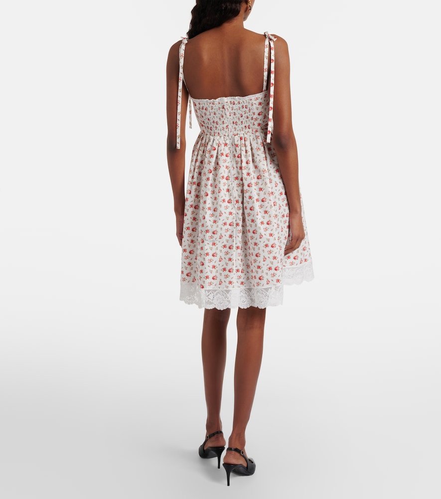 Dolce&Gabbana Floral Lace-Trimmed Cotton-Blend Poplin Minidress
