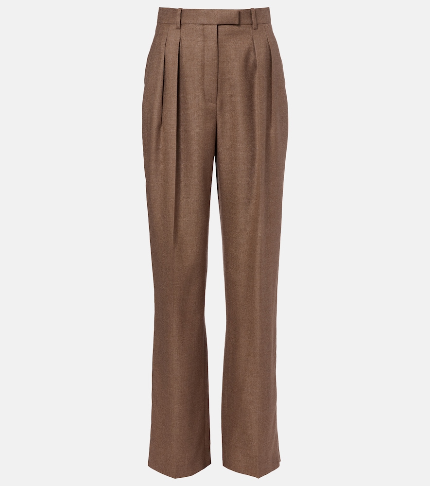 Loro Piana Chad Pleated Cashmere and Silk Wide Leg Pants