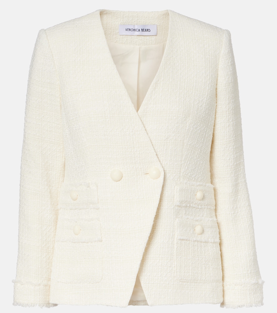 Veronica Beard Women's White Double-Breasted Tweed Blazer UK Size 12 - Mytheresa