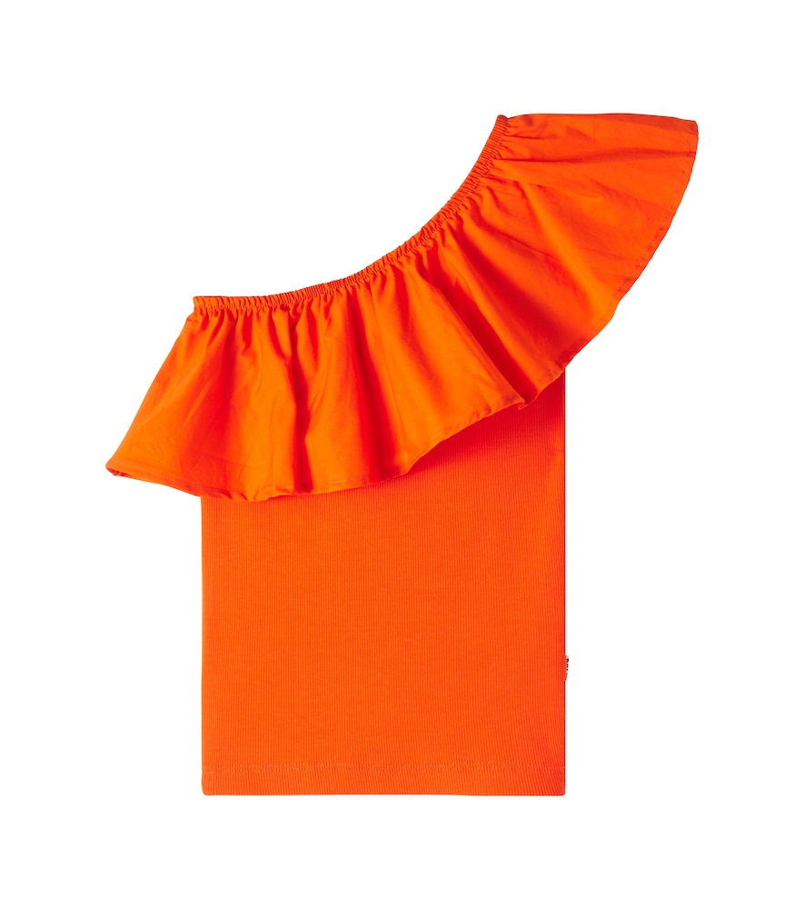 Molo Orange Rebecca Ruffled Cotton-Blend Poplin Top Y 7/8 - Mytheresa