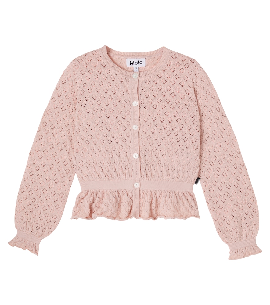 Molo Pink Pointelle Cotton Cardigan Y 5/6 - Mytheresa