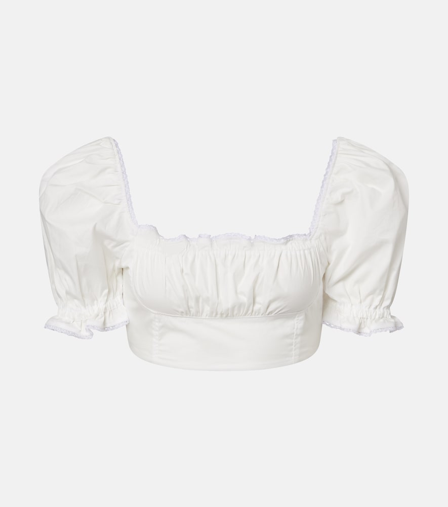 Bananhot Ligia ruffled cotton poplin crop top | Thumbnail 6