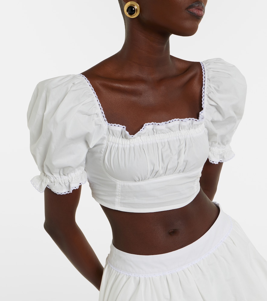 Ligia Ruffled Cotton Poplin Crop Top