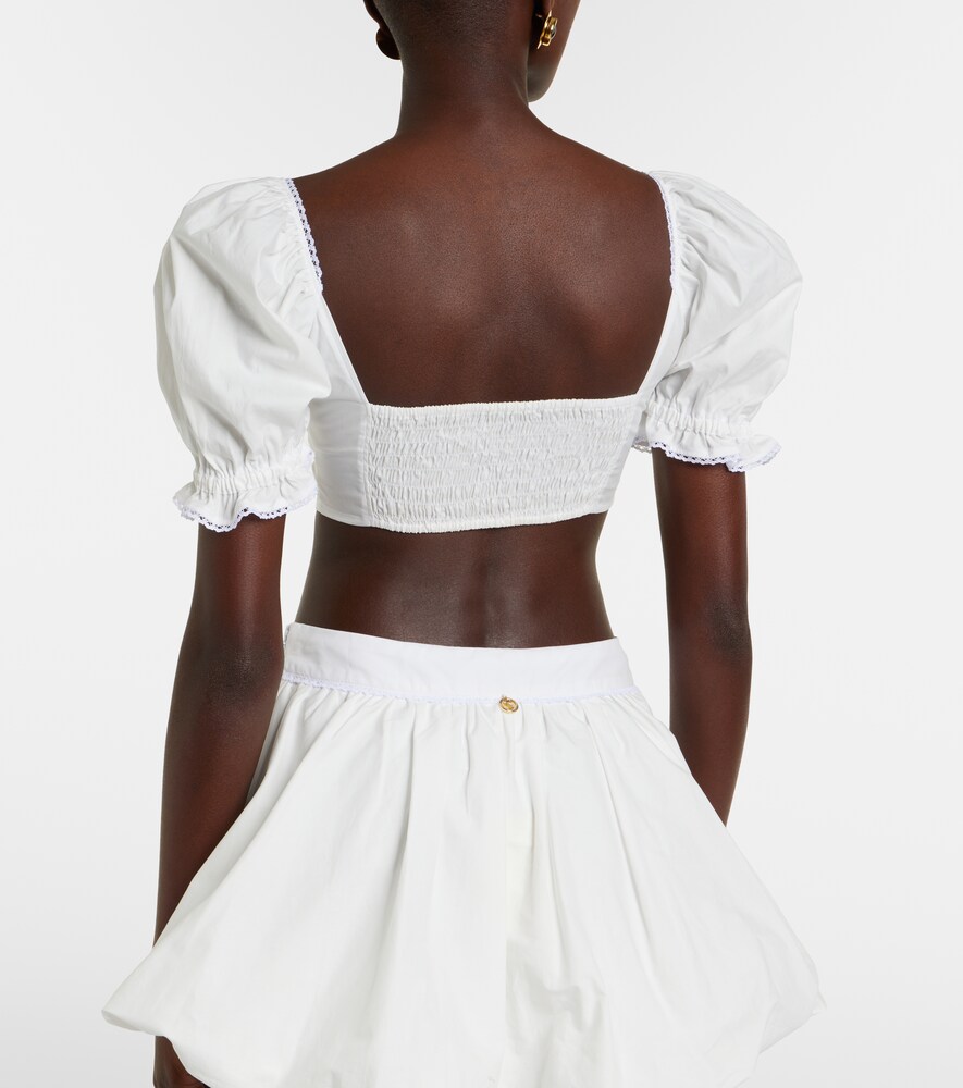 Ligia Ruffled Cotton Poplin Crop Top