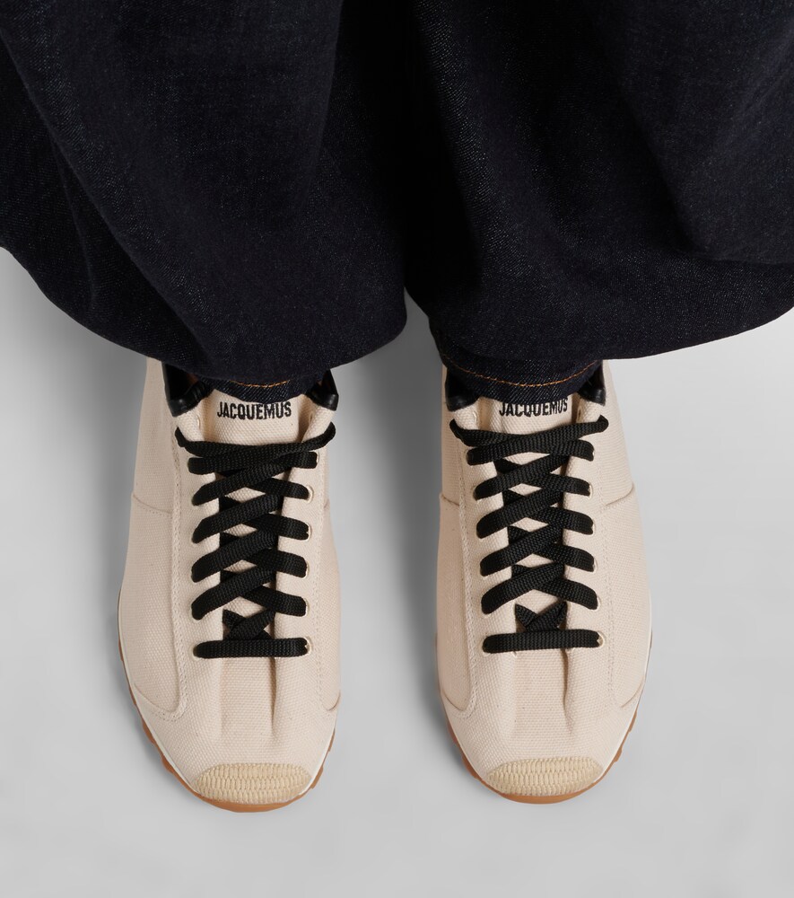 Leather-Trimmed Canvas Sneakers